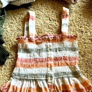Smocked tube top with straps and  ruffle
